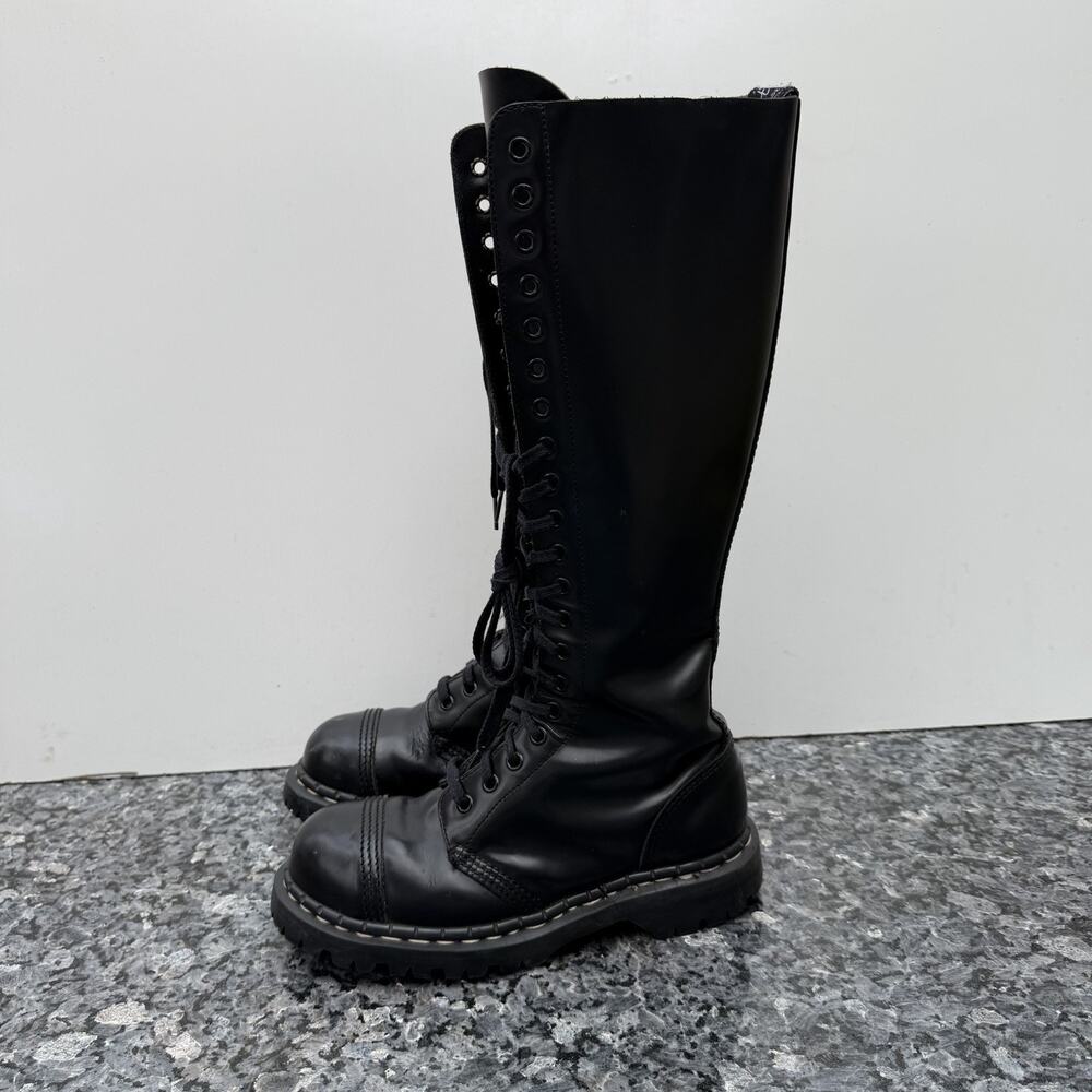 Gripfast England 20 Eye Steel Toe Black Leather Tall Boots UK 5 / US Women 7